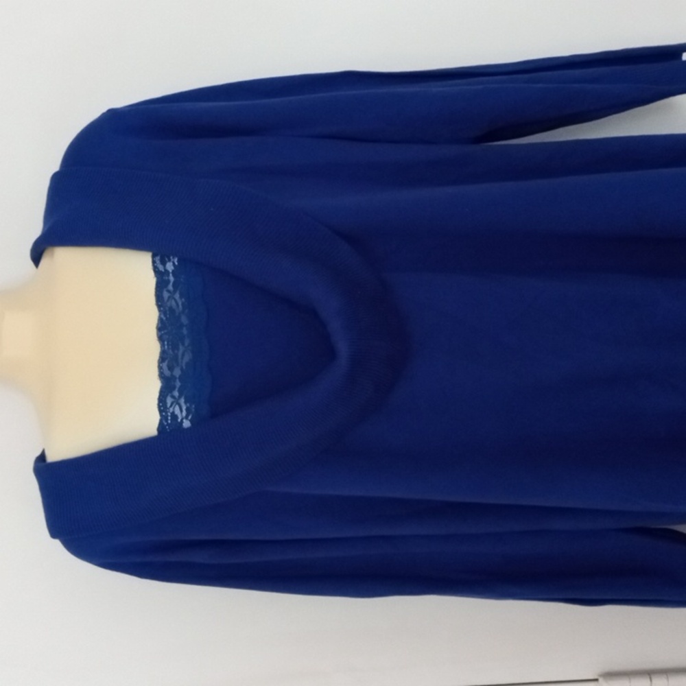 CLEARANCE Elegant Royal Blue Lace Inset Sweater NWOT Size 30/32
